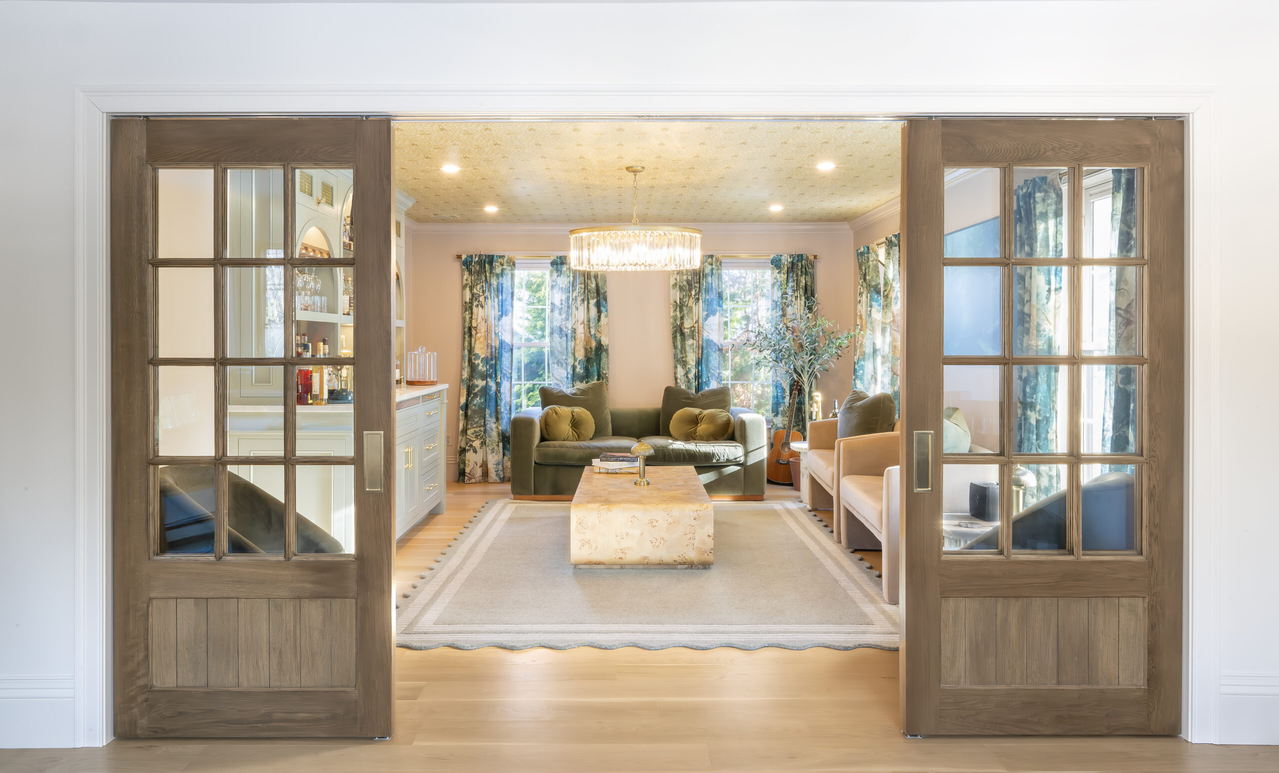 french doors going into cocktail room